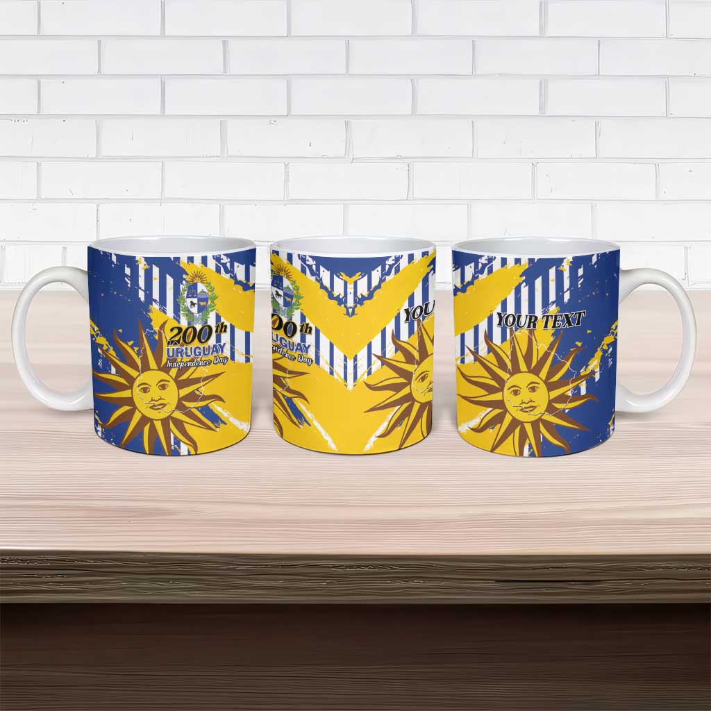 Personalized Uruguay 200th Independence Day Ceramic Mug Sol de Mayo Grunge Stylized - Wonder Print Shop