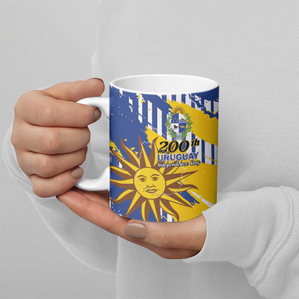 Personalized Uruguay 200th Independence Day Ceramic Mug Sol de Mayo Grunge Stylized - Wonder Print Shop
