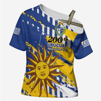 Personalized Uruguay 200th Independence Day Cross Shoulder Shirt Sol de Mayo Grunge Stylized - Wonder Print Shop