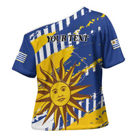 Personalized Uruguay 200th Independence Day Cross Shoulder Shirt Sol de Mayo Grunge Stylized - Wonder Print Shop