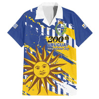 Personalized Uruguay 200th Independence Day Family Matching Long Sleeve Bodycon Dress and Hawaiian Shirt Sol de Mayo Grunge Stylized - Wonder Print Shop