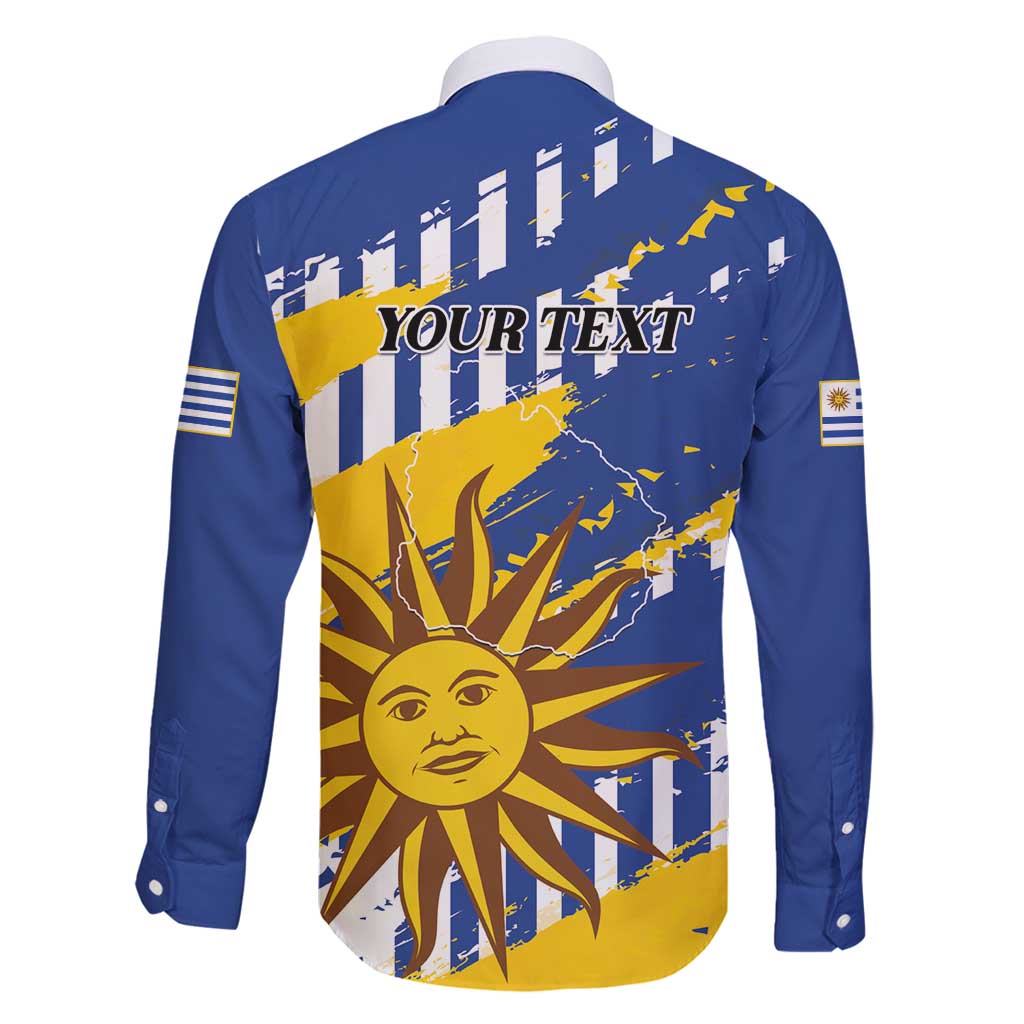 Personalized Uruguay 200th Independence Day Family Matching Long Sleeve Bodycon Dress and Hawaiian Shirt Sol de Mayo Grunge Stylized - Wonder Print Shop