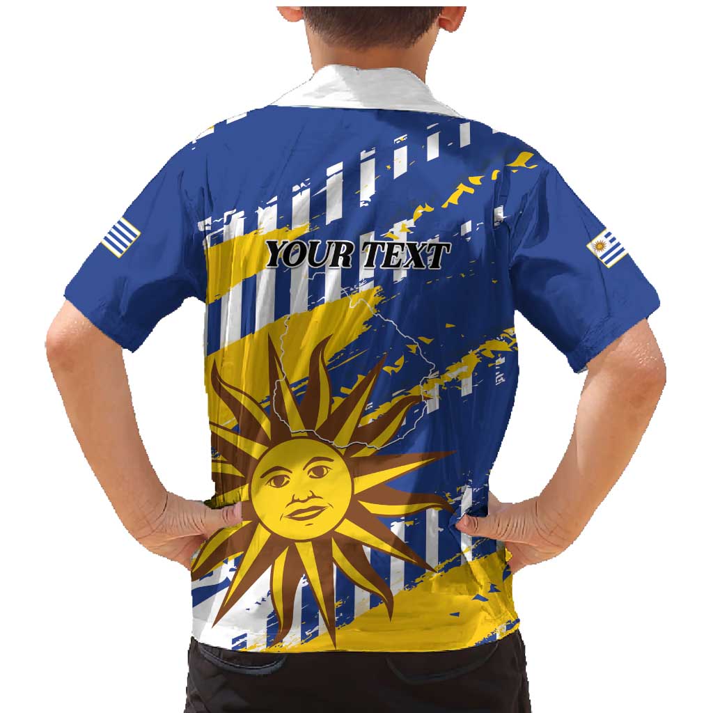 Personalized Uruguay 200th Independence Day Family Matching Mermaid Dress and Hawaiian Shirt Sol de Mayo Grunge Stylized - Wonder Print Shop