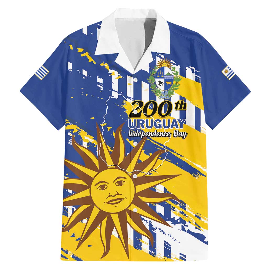 Personalized Uruguay 200th Independence Day Family Matching Mermaid Dress and Hawaiian Shirt Sol de Mayo Grunge Stylized - Wonder Print Shop