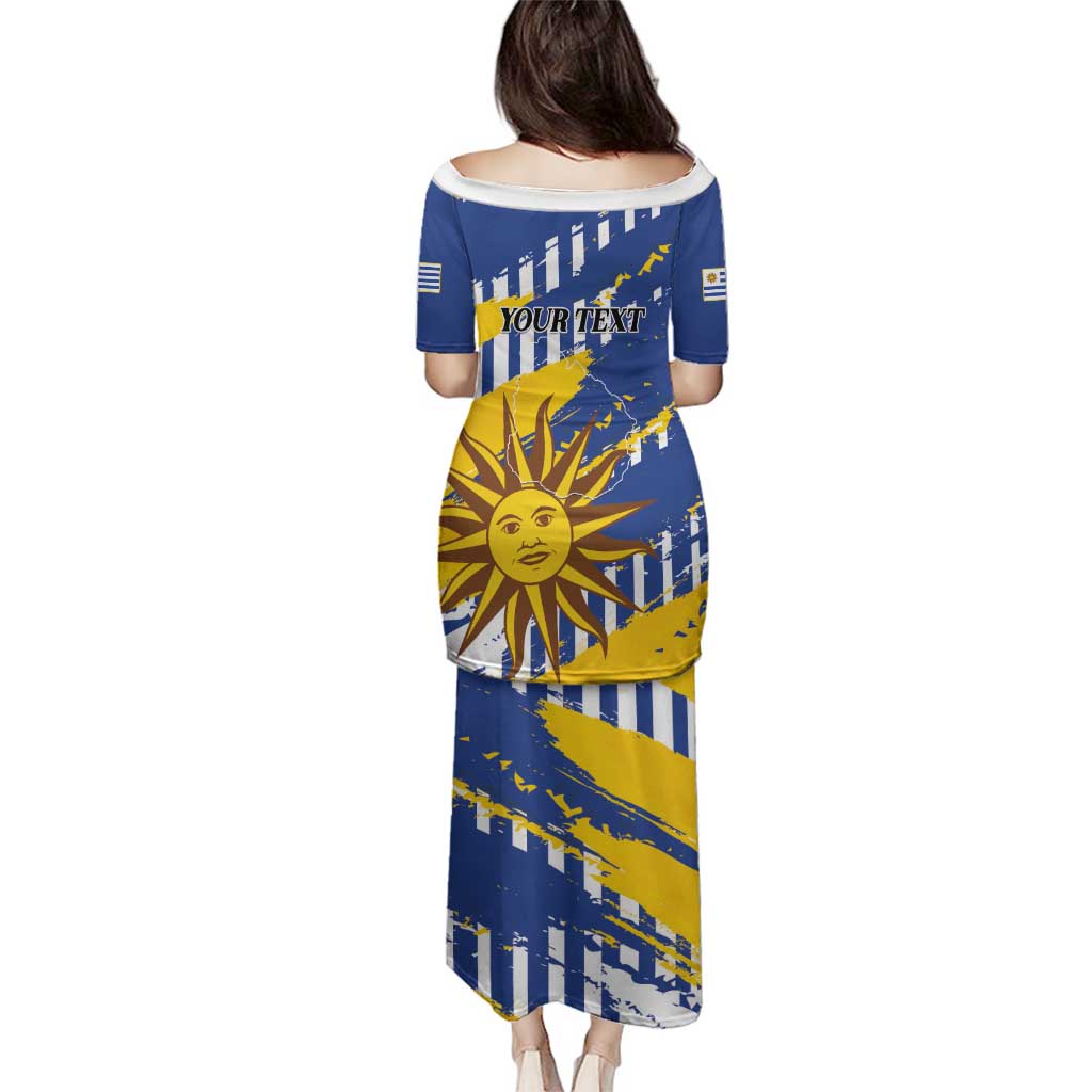 Personalized Uruguay 200th Independence Day Family Matching Puletasi and Hawaiian Shirt Sol de Mayo Grunge Stylized - Wonder Print Shop