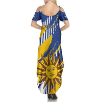 Personalized Uruguay 200th Independence Day Family Matching Summer Maxi Dress and Hawaiian Shirt Sol de Mayo Grunge Stylized - Wonder Print Shop