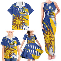 Personalized Uruguay 200th Independence Day Family Matching Tank Maxi Dress and Hawaiian Shirt Sol de Mayo Grunge Stylized - Wonder Print Shop