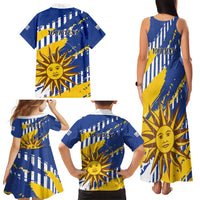 Personalized Uruguay 200th Independence Day Family Matching Tank Maxi Dress and Hawaiian Shirt Sol de Mayo Grunge Stylized - Wonder Print Shop