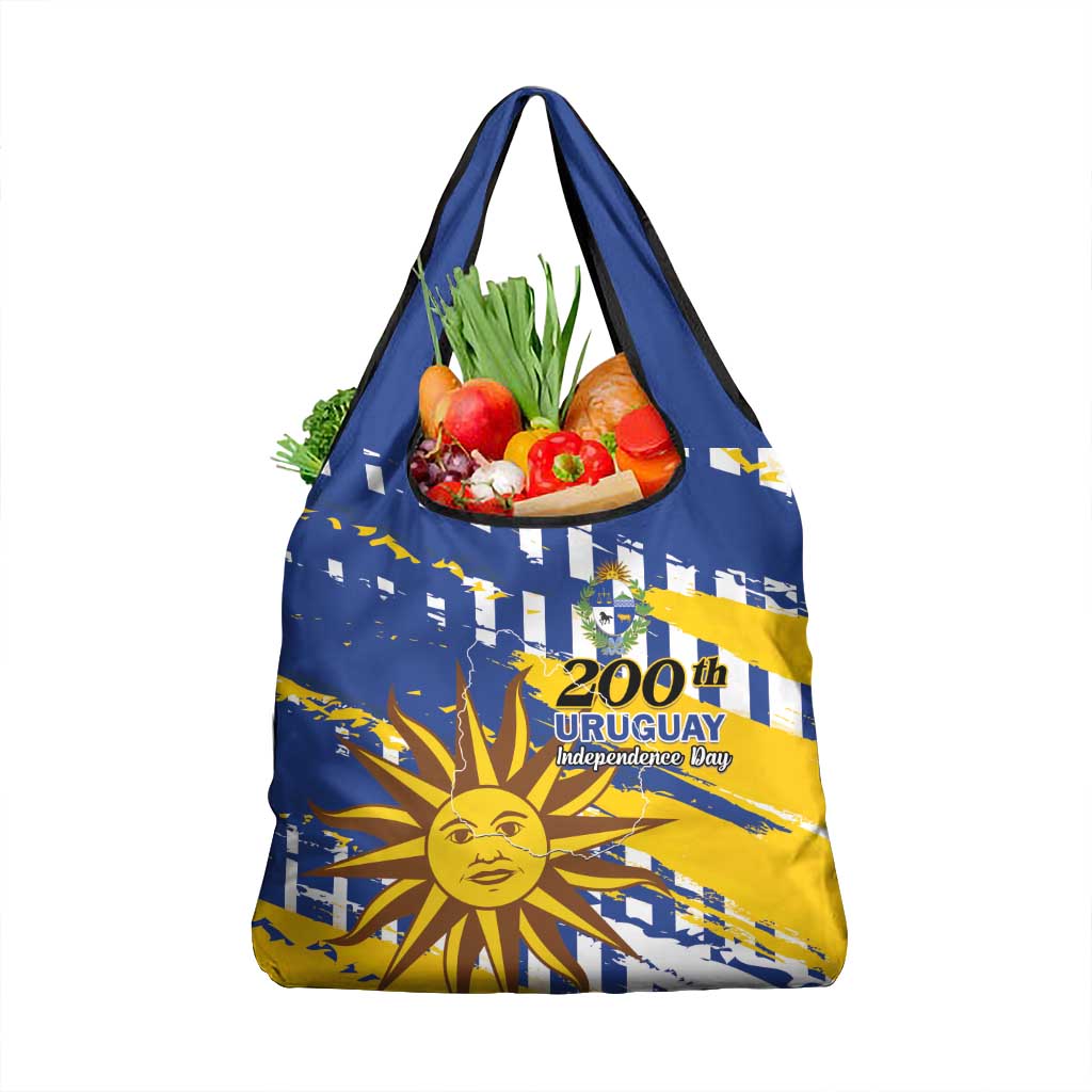 Uruguay 200th Independence Day Grocery Bag Sol de Mayo Grunge Stylized - Wonder Print Shop