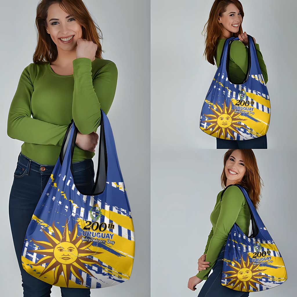 Uruguay 200th Independence Day Grocery Bag Sol de Mayo Grunge Stylized - Wonder Print Shop