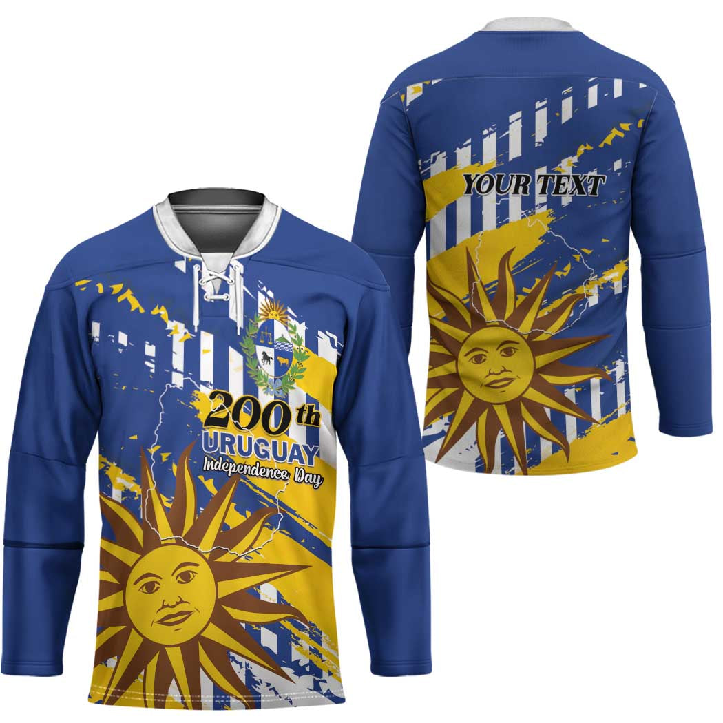 Personalized Uruguay 200th Independence Day Hockey Jersey Sol de Mayo Grunge Stylized - Wonder Print Shop