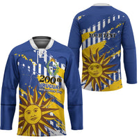 Personalized Uruguay 200th Independence Day Hockey Jersey Sol de Mayo Grunge Stylized - Wonder Print Shop