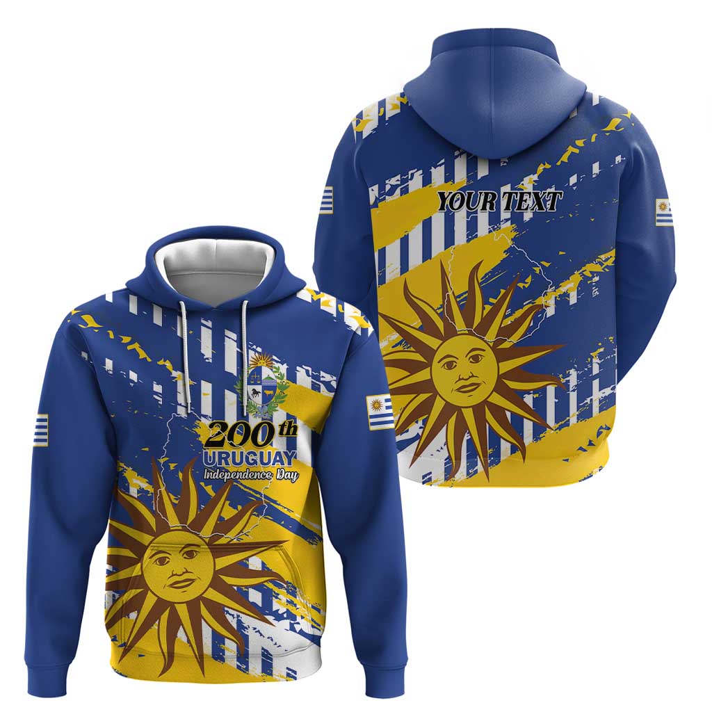 Personalized Uruguay 200th Independence Day Hoodie Sol de Mayo Grunge Stylized - Wonder Print Shop