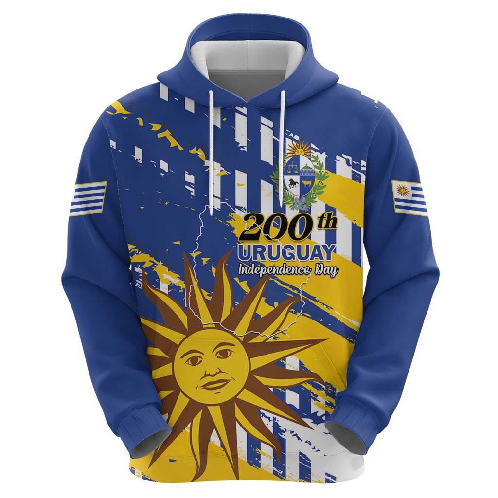 Personalized Uruguay 200th Independence Day Hoodie Sol de Mayo Grunge Stylized - Wonder Print Shop