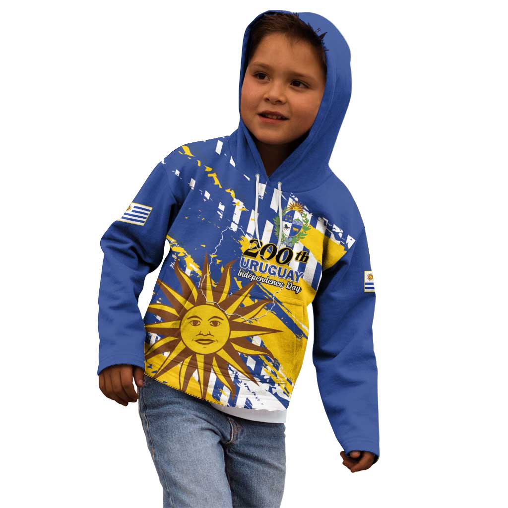Personalized Uruguay 200th Independence Day Kid Hoodie Sol de Mayo Grunge Stylized - Wonder Print Shop