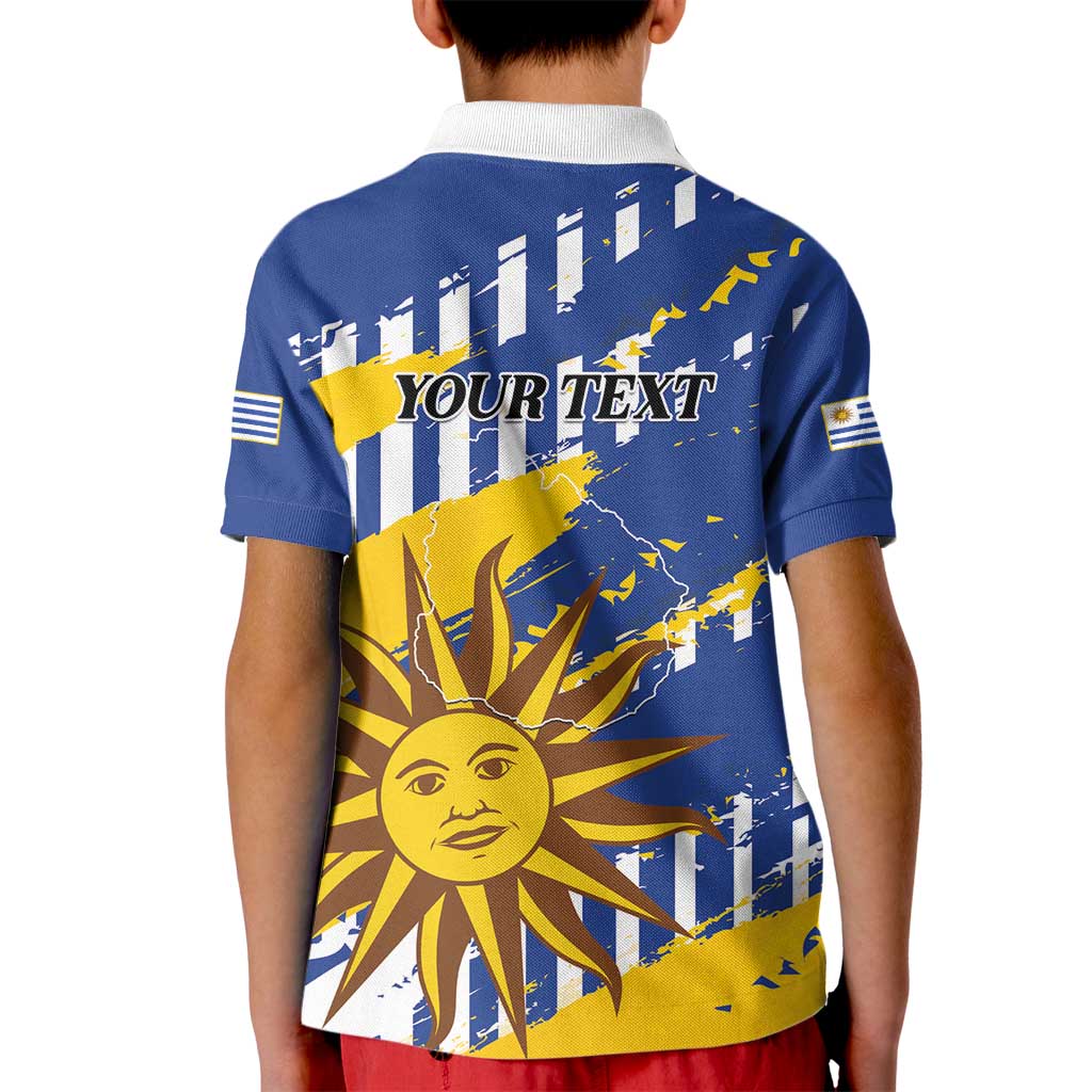 Personalized Uruguay 200th Independence Day Kid Polo Shirt Sol de Mayo Grunge Stylized - Wonder Print Shop