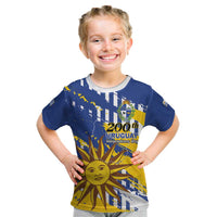 Personalized Uruguay 200th Independence Day Kid T Shirt Sol de Mayo Grunge Stylized - Wonder Print Shop