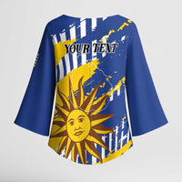 Personalized Uruguay 200th Independence Day Kimono Sleeve Blouse Sol de Mayo Grunge Stylized - Wonder Print Shop
