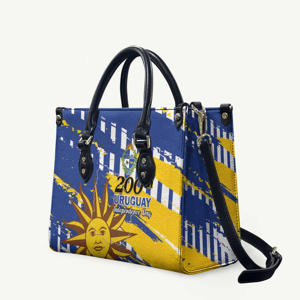 Uruguay 200th Independence Day Leather Bag Sol de Mayo Grunge Stylized - Wonder Print Shop