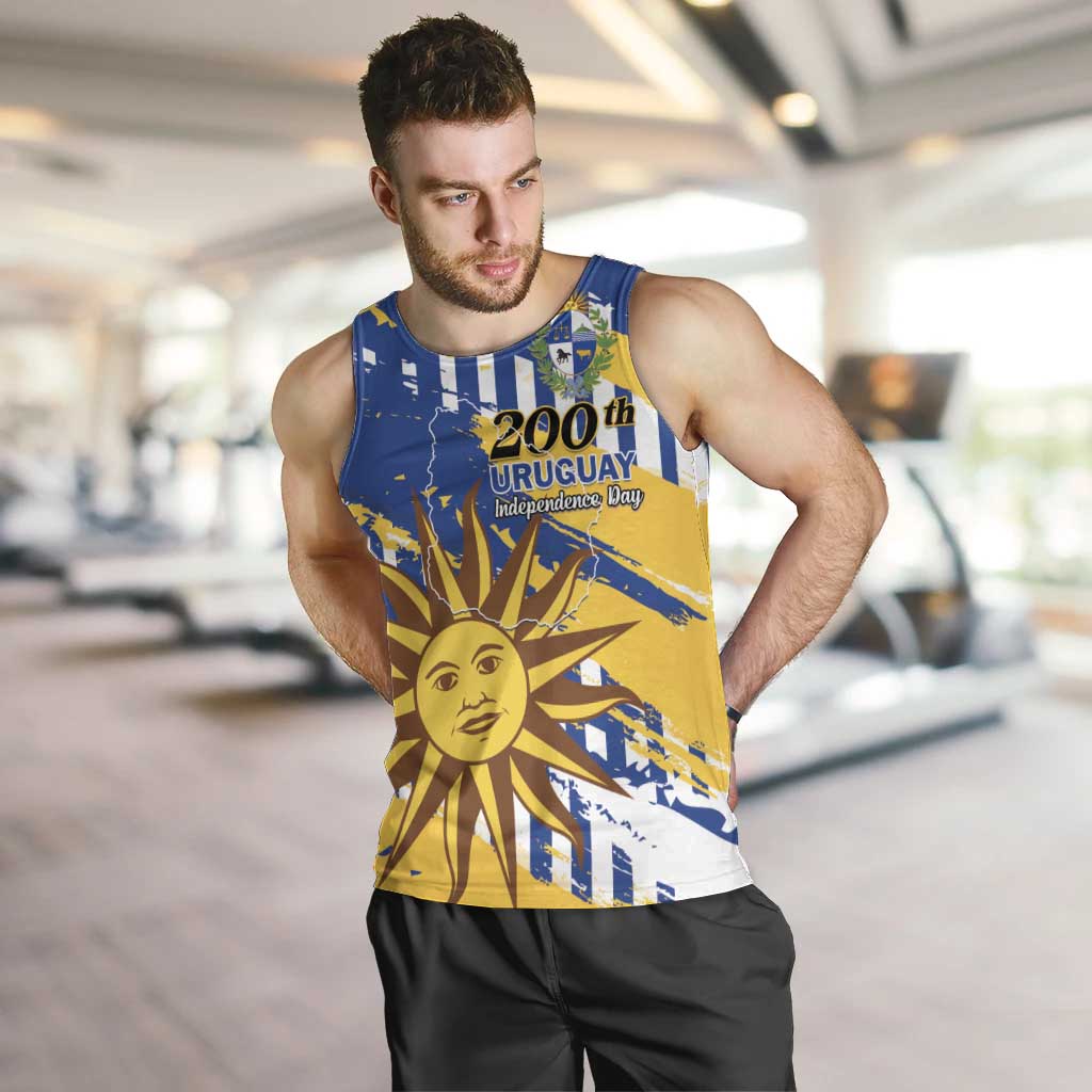 Personalized Uruguay 200th Independence Day Men Tank Top Sol de Mayo Grunge Stylized - Wonder Print Shop