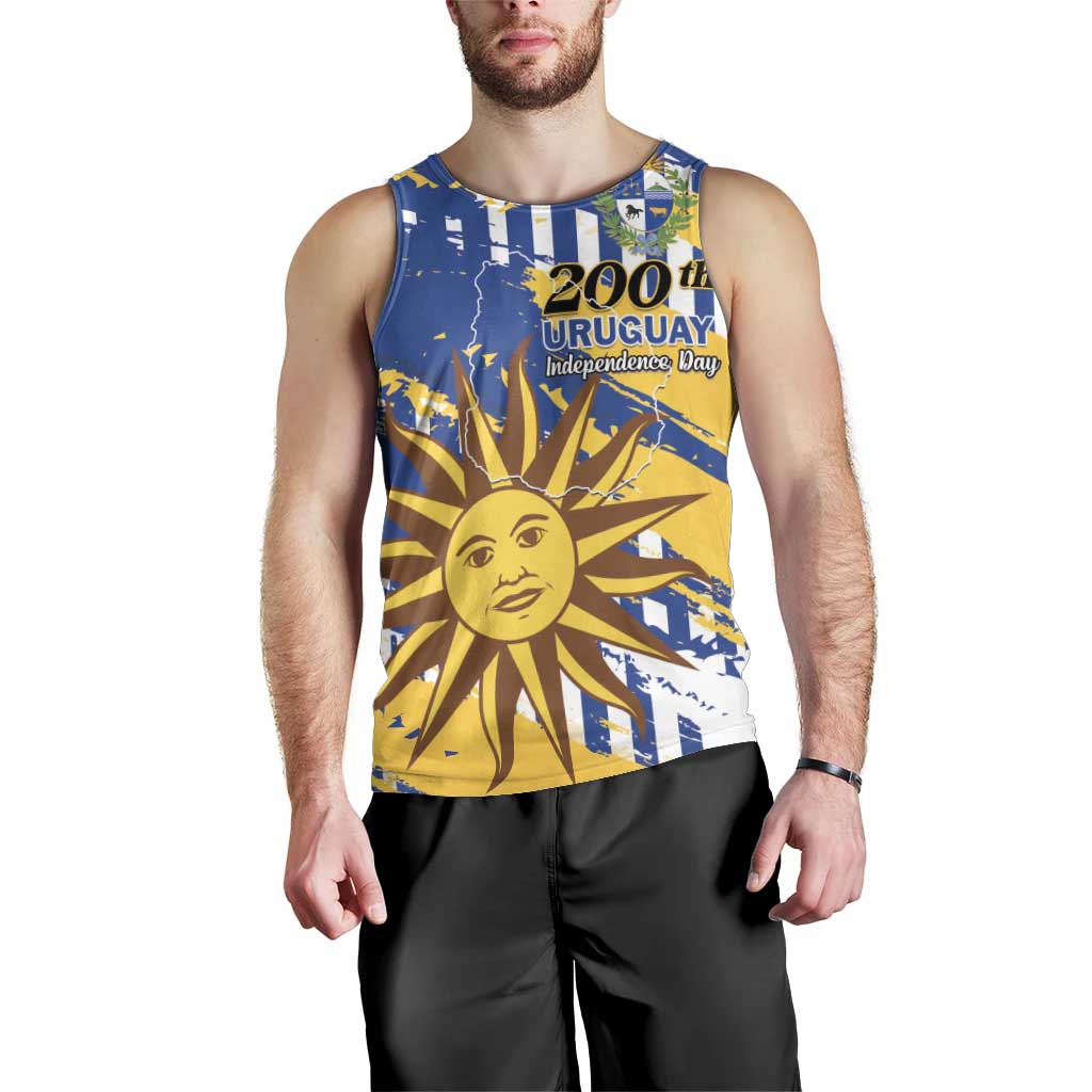 Personalized Uruguay 200th Independence Day Men Tank Top Sol de Mayo Grunge Stylized - Wonder Print Shop