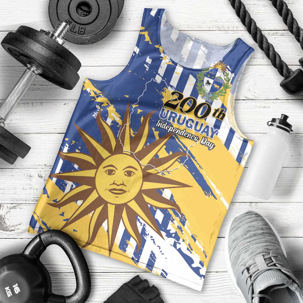 Personalized Uruguay 200th Independence Day Men Tank Top Sol de Mayo Grunge Stylized - Wonder Print Shop