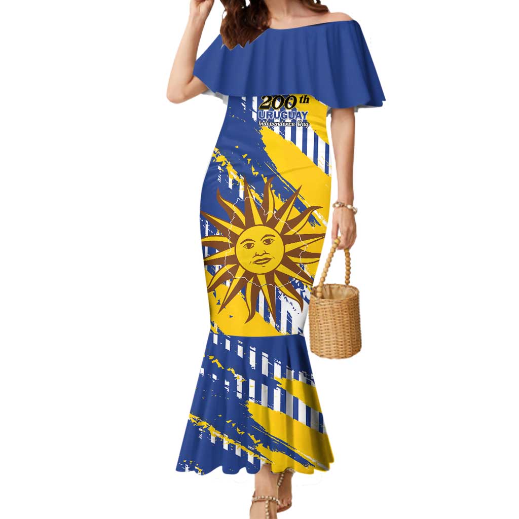 Personalized Uruguay 200th Independence Day Mermaid Dress Sol de Mayo Grunge Stylized - Wonder Print Shop