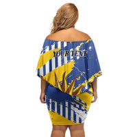 Personalized Uruguay 200th Independence Day Off Shoulder Short Dress Sol de Mayo Grunge Stylized - Wonder Print Shop