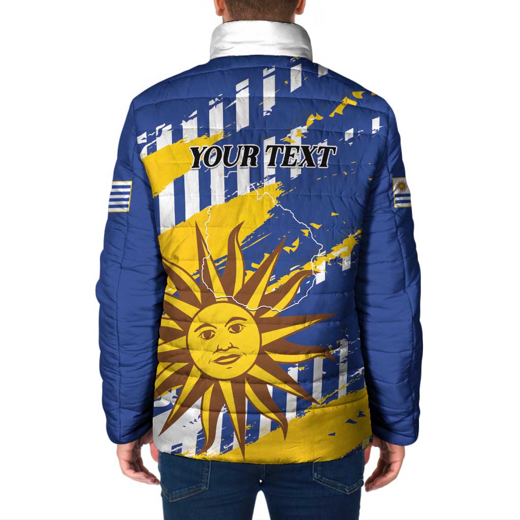 Personalized Uruguay 200th Independence Day Padded Jacket Sol de Mayo Grunge Stylized - Wonder Print Shop