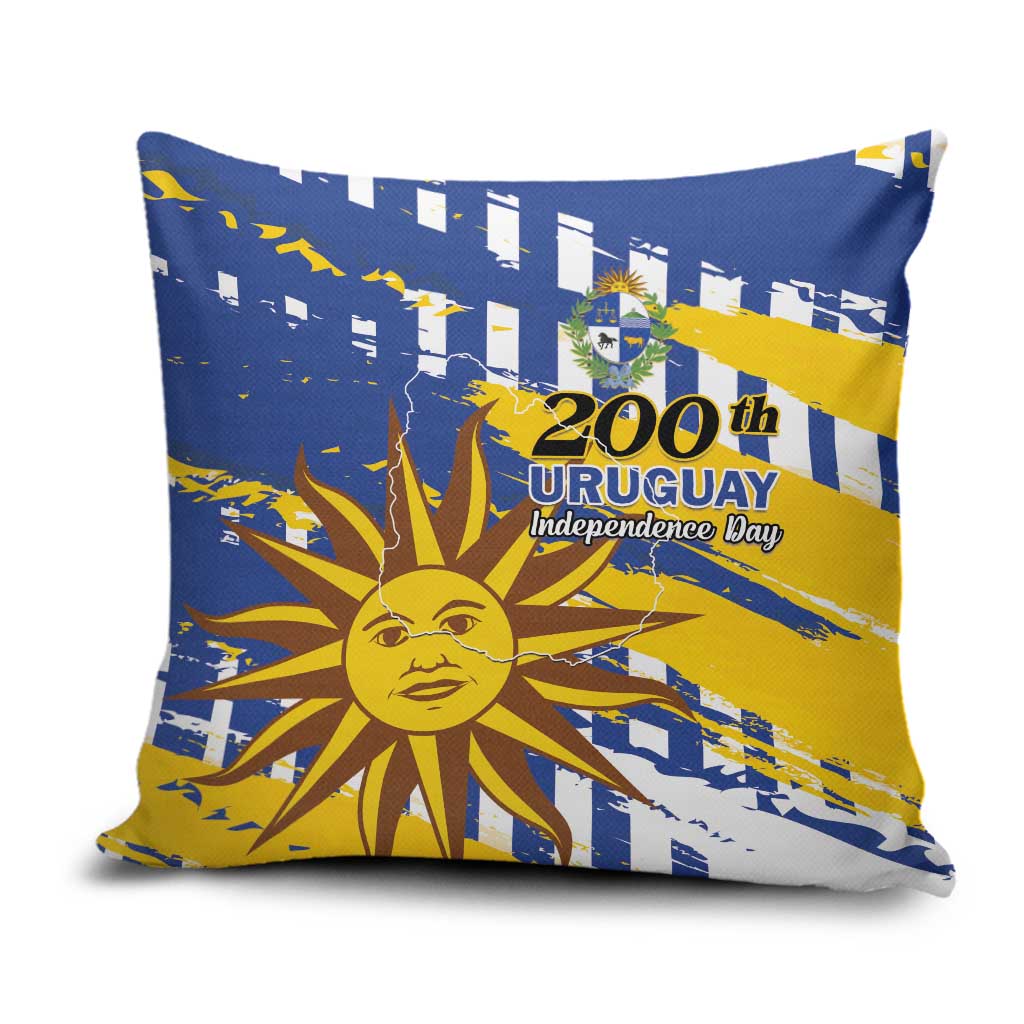 Uruguay 200th Independence Day Pillow Cover Sol de Mayo Grunge Stylized - Wonder Print Shop