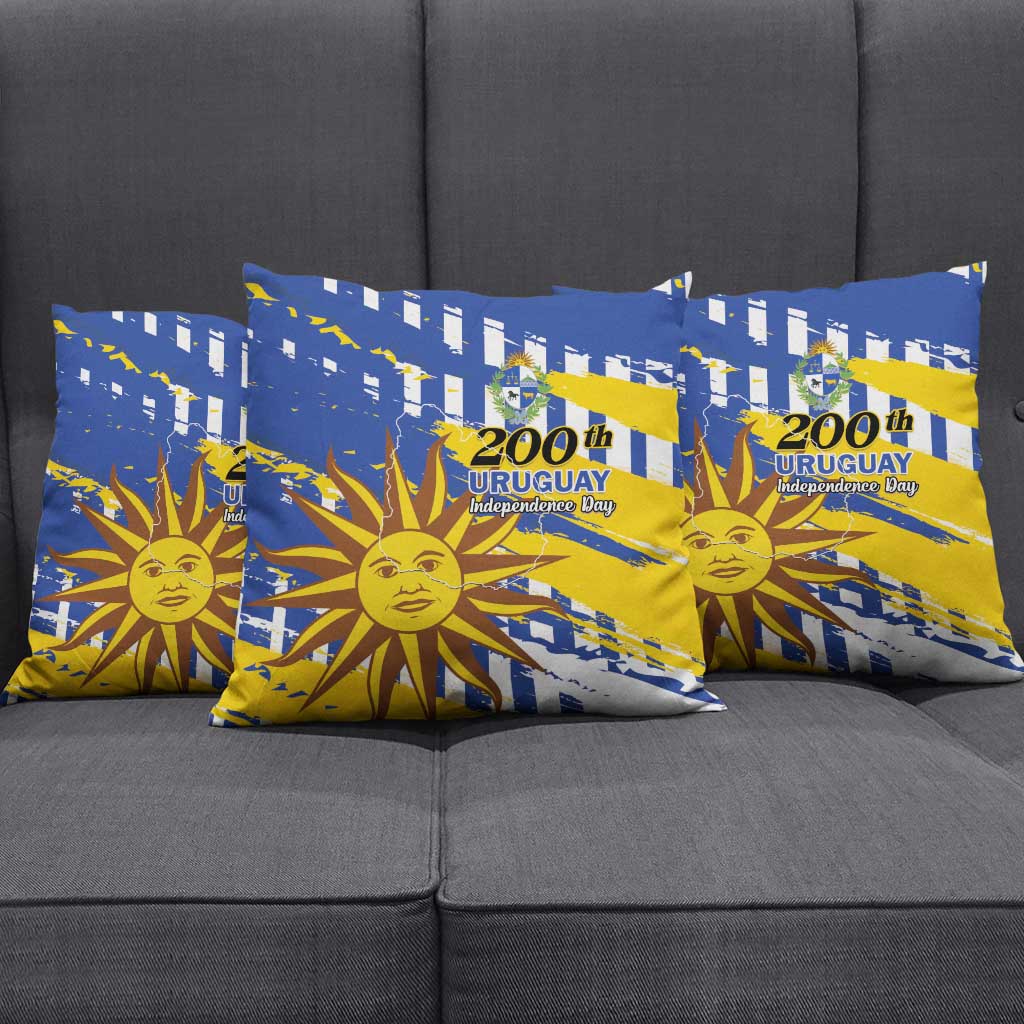 Uruguay 200th Independence Day Pillow Cover Sol de Mayo Grunge Stylized - Wonder Print Shop