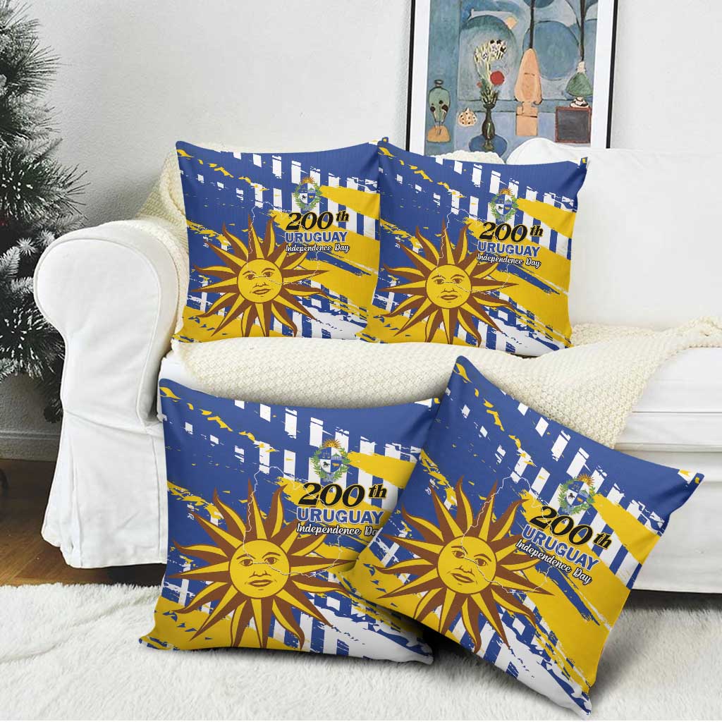 Uruguay 200th Independence Day Pillow Cover Sol de Mayo Grunge Stylized - Wonder Print Shop