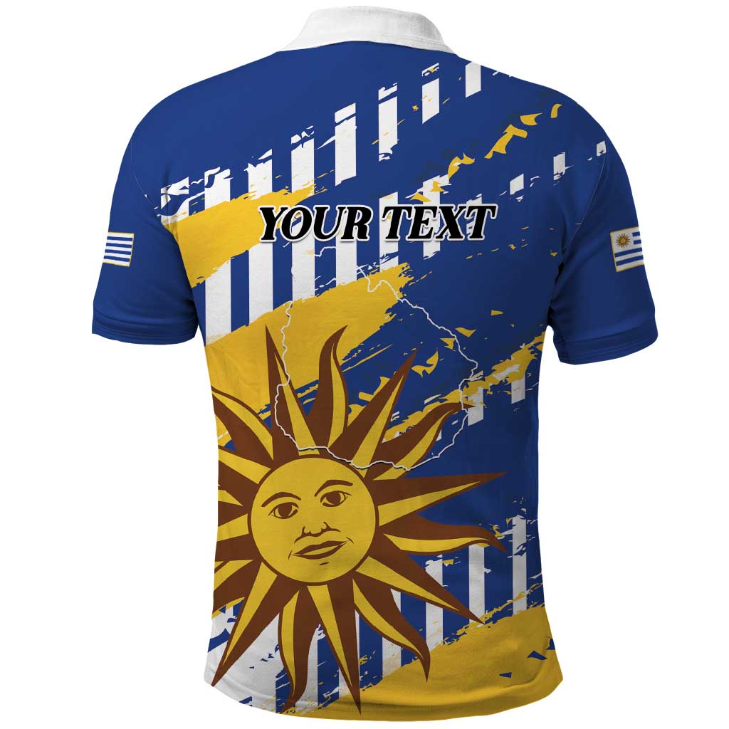Personalized Uruguay 200th Independence Day Polo Shirt Sol de Mayo Grunge Stylized - Wonder Print Shop
