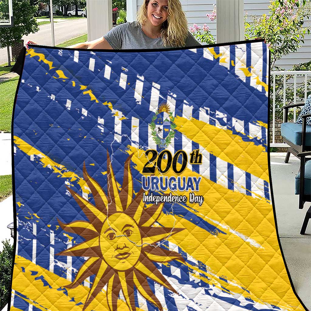 Uruguay 200th Independence Day Quilt Sol de Mayo Grunge Stylized - Wonder Print Shop
