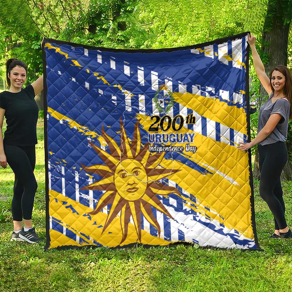 Uruguay 200th Independence Day Quilt Sol de Mayo Grunge Stylized - Wonder Print Shop