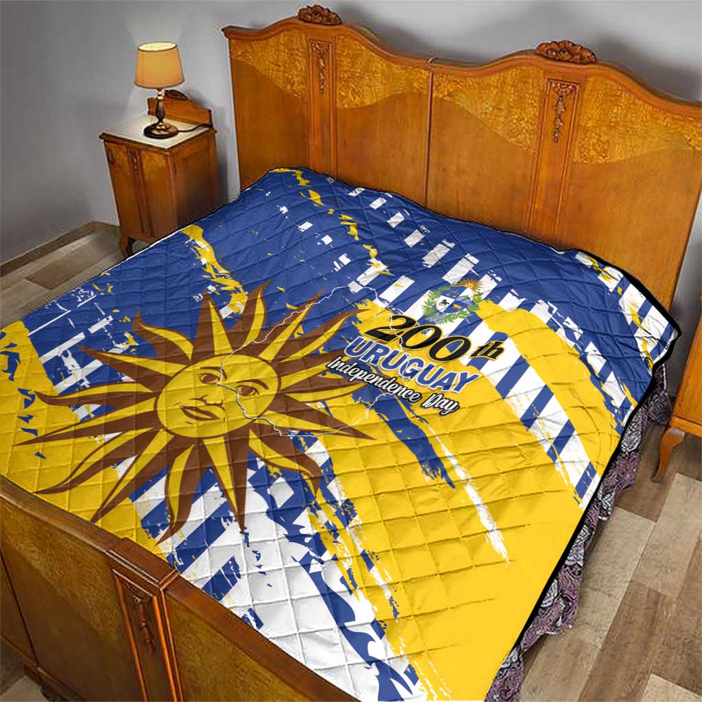 Uruguay 200th Independence Day Quilt Sol de Mayo Grunge Stylized - Wonder Print Shop