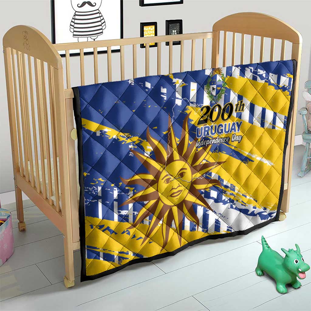 Uruguay 200th Independence Day Quilt Sol de Mayo Grunge Stylized - Wonder Print Shop