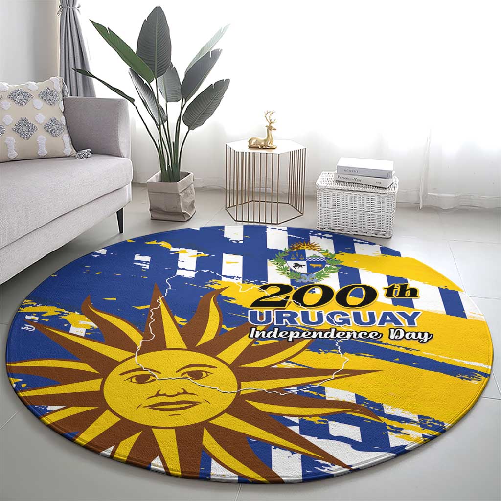 Uruguay 200th Independence Day Round Carpet Sol de Mayo Grunge Stylized - Wonder Print Shop