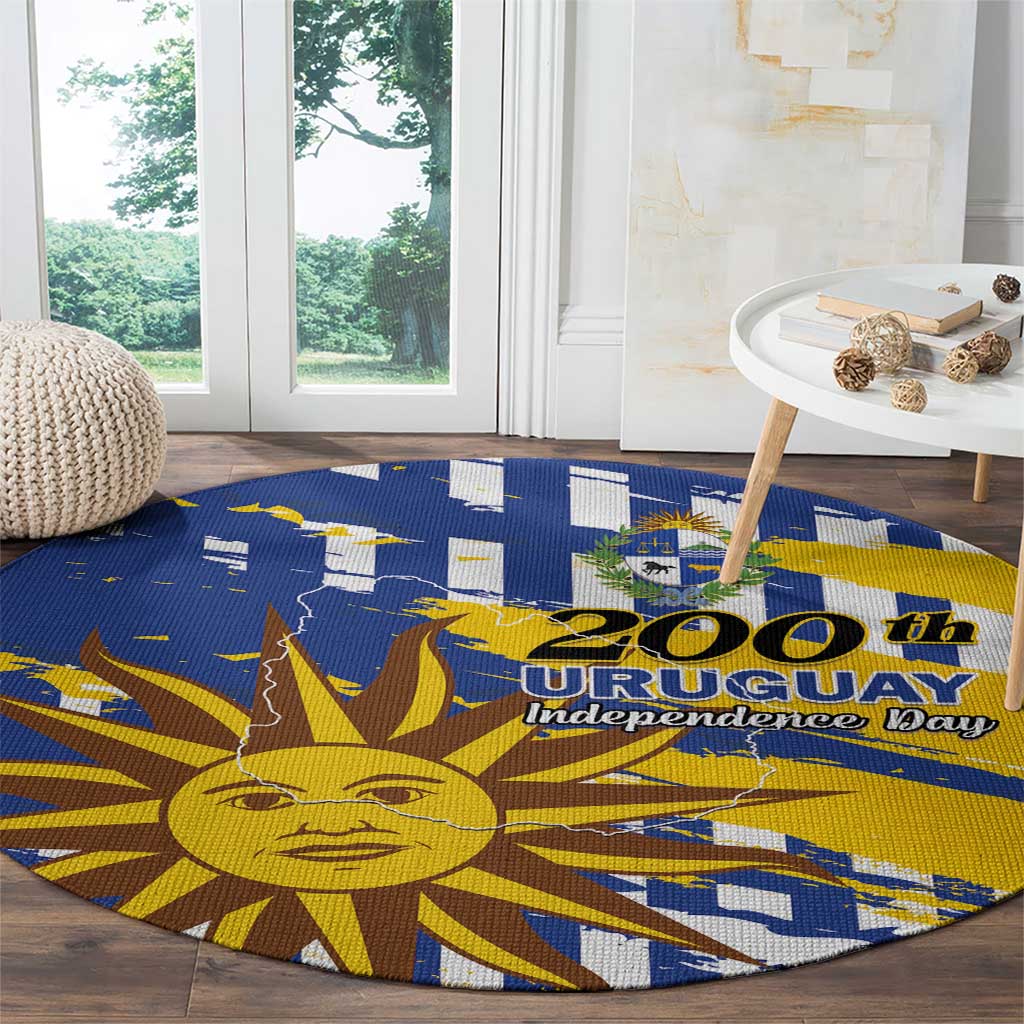 Uruguay 200th Independence Day Round Carpet Sol de Mayo Grunge Stylized - Wonder Print Shop