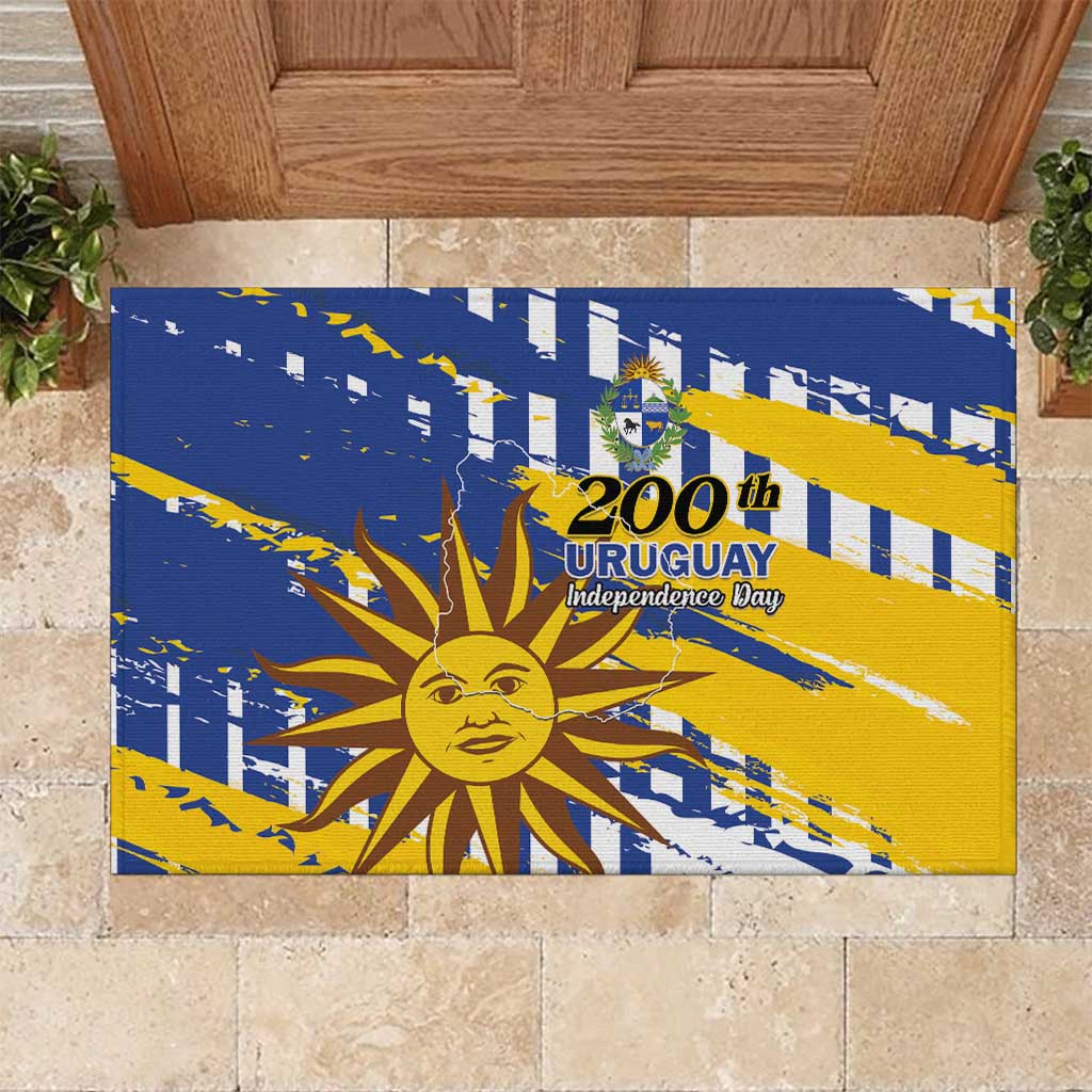 Uruguay 200th Independence Day Rubber Doormat Sol de Mayo Grunge Stylized - Wonder Print Shop