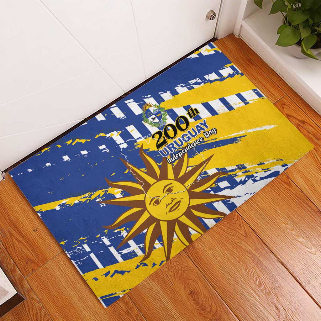 Uruguay 200th Independence Day Rubber Doormat Sol de Mayo Grunge Stylized - Wonder Print Shop