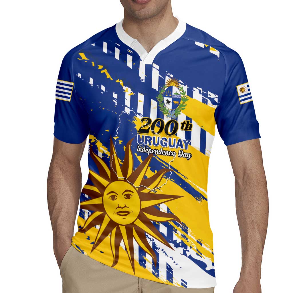 Personalized Uruguay 200th Independence Day Rugby Jersey Sol de Mayo Grunge Stylized - Wonder Print Shop