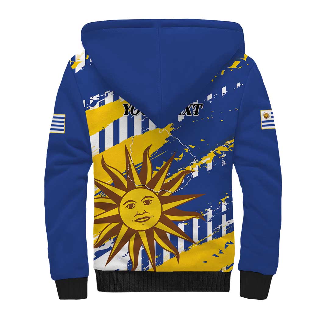 Personalized Uruguay 200th Independence Day Sherpa Hoodie Sol de Mayo Grunge Stylized - Wonder Print Shop