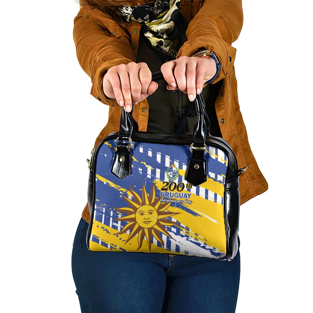Uruguay 200th Independence Day Shoulder Handbag Sol de Mayo Grunge Stylized - Wonder Print Shop