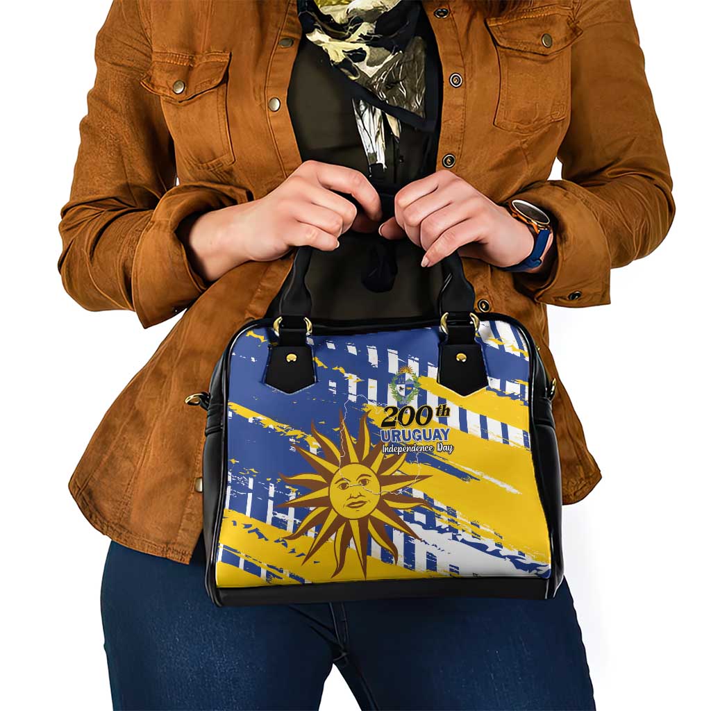 Uruguay 200th Independence Day Shoulder Handbag Sol de Mayo Grunge Stylized - Wonder Print Shop