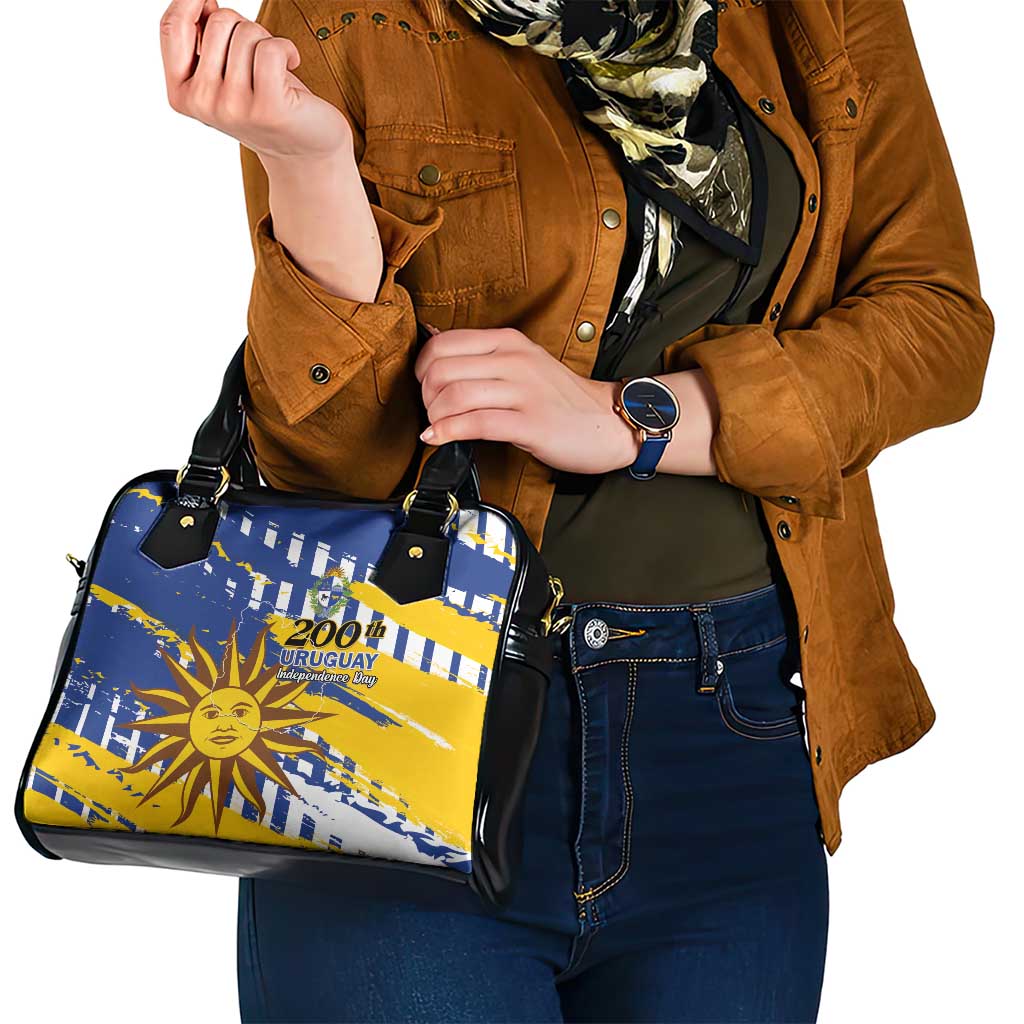 Uruguay 200th Independence Day Shoulder Handbag Sol de Mayo Grunge Stylized - Wonder Print Shop