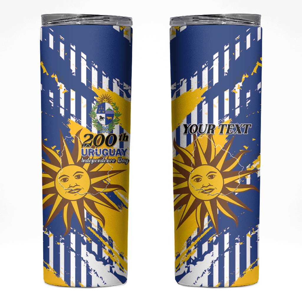 Personalized Uruguay 200th Independence Day Skinny Tumbler Sol de Mayo Grunge Stylized - Wonder Print Shop