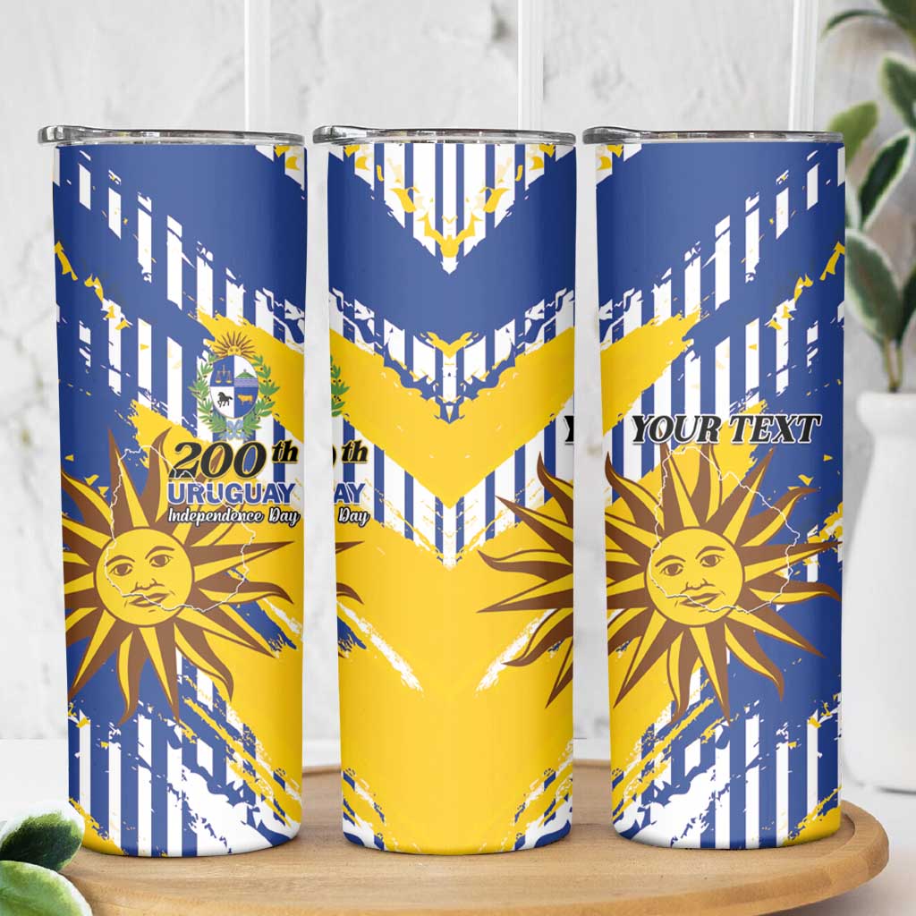 Personalized Uruguay 200th Independence Day Skinny Tumbler Sol de Mayo Grunge Stylized - Wonder Print Shop