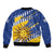Personalized Uruguay 200th Independence Day Sleeve Zip Bomber Jacket Sol de Mayo Grunge Stylized - Wonder Print Shop