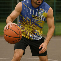 Personalized Uruguay 200th Independence Day Sleeveless Hoodie Sol de Mayo Grunge Stylized - Wonder Print Shop